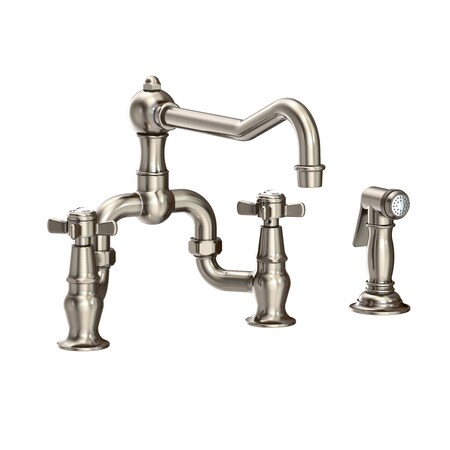 Newport Brass Kitchen Bridge Faucet With Side Spray in Antique Nickel 9451-1-15A